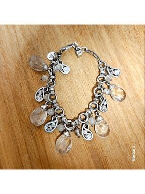 Vintage Dyrberg-Kern Silver Rock Crystal & Rhinestone Bobble Charm Bracelet